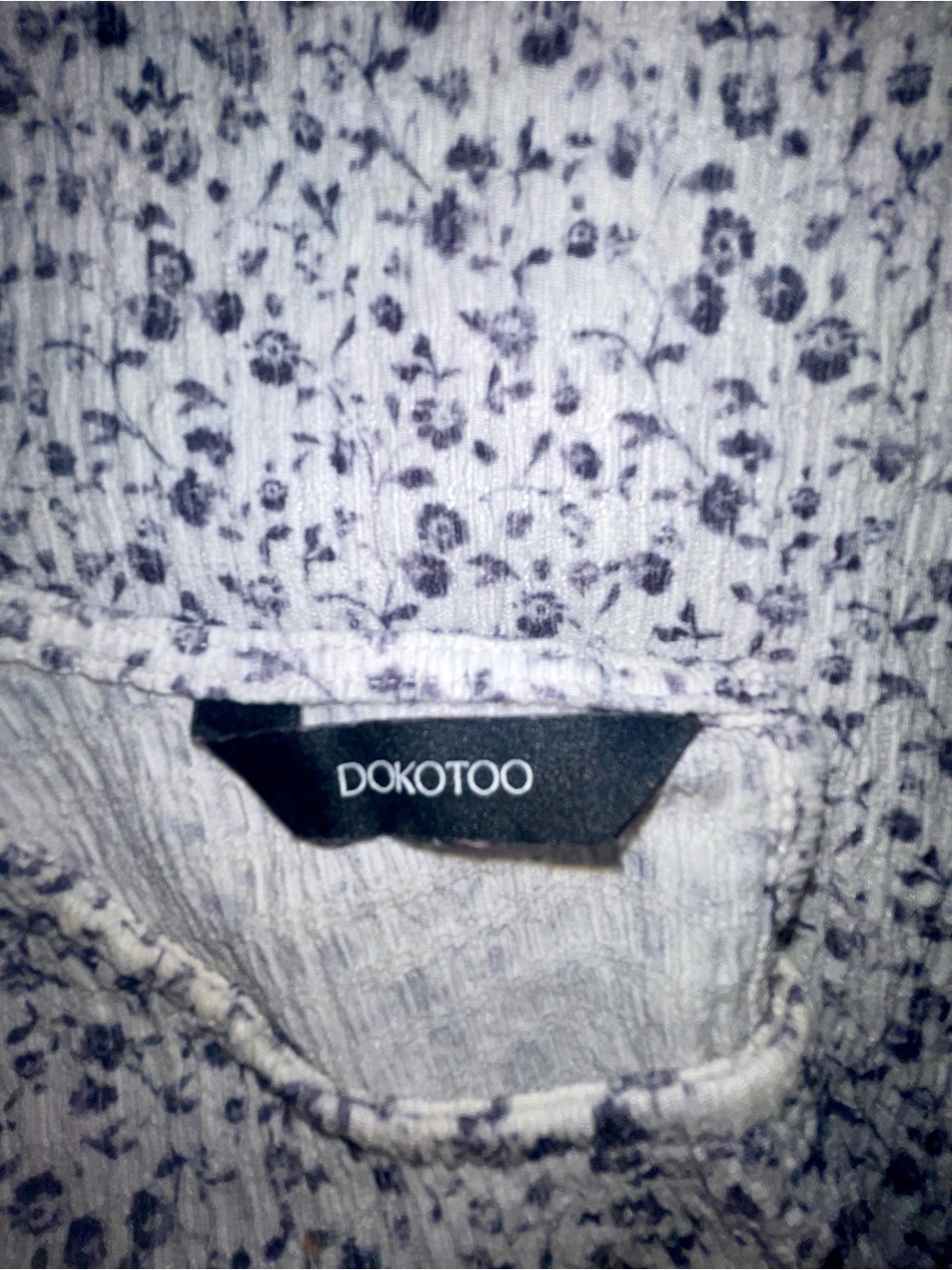 Dokotoo Relaxed Coquette Cottagecore Blue and White Floral Puff-Sleeve Top L - Picture 6 of 11